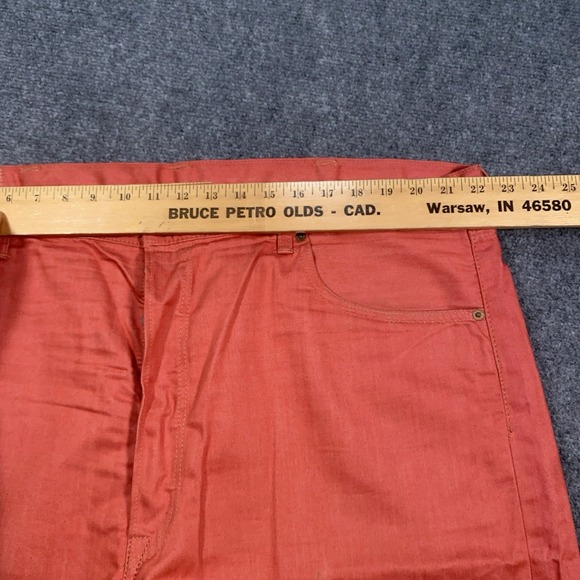 Levi's 501 Jeans Mens 44x32 Red/Orange Denim Cotton Straight Button Fly Workwear - Picture 8 of 15